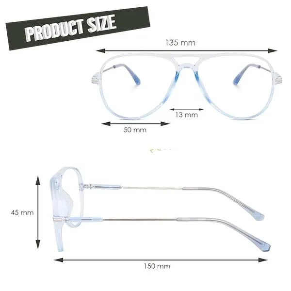 Blue,Transparent_Full_Rim_Aviator_Frame_(50_Mm)_-_For_Unisex