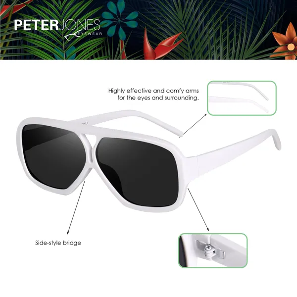 White_Large_Oversized_Aviator_UV/UB_Protected_Unisex_Sunglasses_(ZN3847W)
