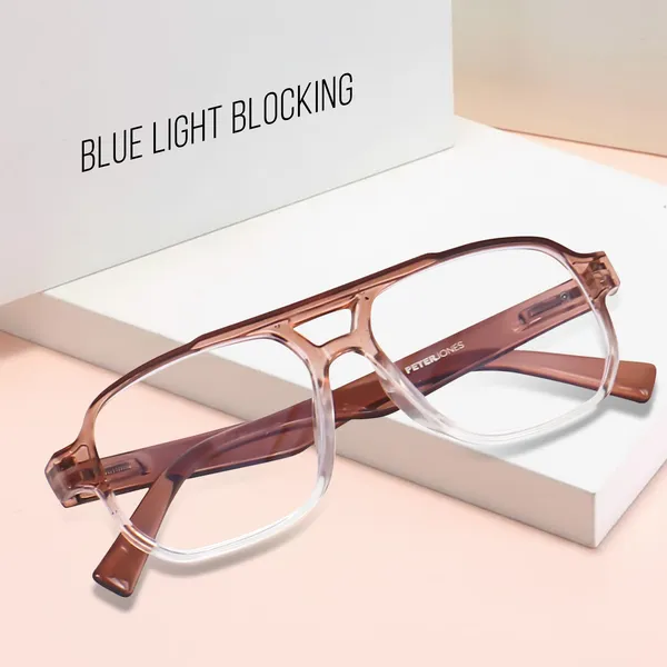 Peter_Jones_Eyewear_Brown_Square_Unisex_Medium_Sleek_Optical_Frame_with_Anti_Glare_Lenses_(AG218BR)