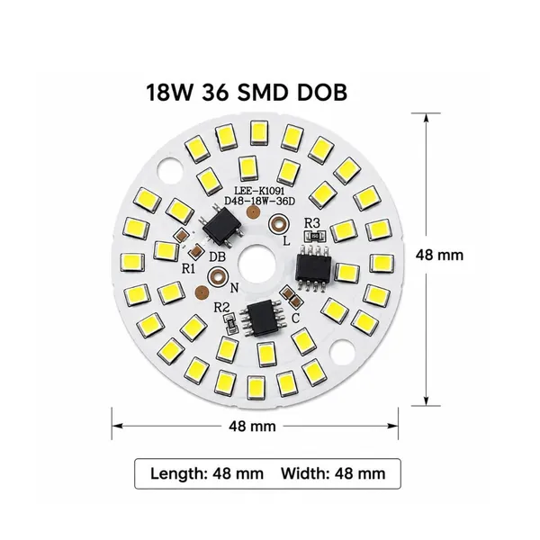 18_W_DOB_LED_PCB_Plate_(pack_of_10),_36_SMD_High-Power_Direct_on_Board_LED_Bulb_Raw_Material,_Cool_White_Round_MCPCB_Driverless_Light_Board_Repair_Kit_for_LED_Bulbs