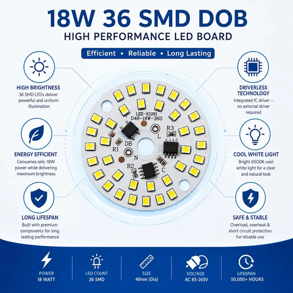 18_W_DOB_LED_PCB_Plate_(pack_of_10),_36_SMD_High-Power_Direct_on_Board_LED_Bulb_Raw_Material,_Cool_White_Round_MCPCB_Driverless_Light_Board_Repair_Kit_for_LED_Bulbs