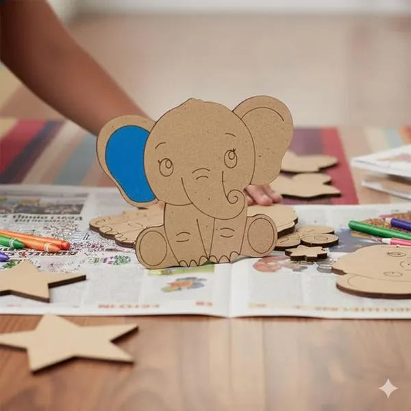 1_Pc_MDF_Wooden_Elephant_Animals_Cutouts_for_Kids_Crafts_Pre-Marked_DIY_Painting_Kit_for_Art_Projects_Home_Décor_&_School_Activities_with_Sketch_Colour