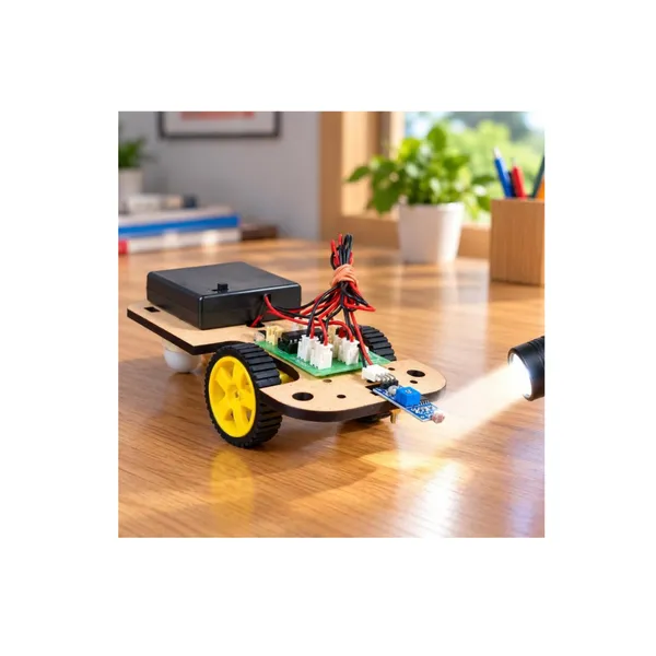DIY_Light_Chaser_Buddy_Bot_Light_Follower_Smart_Robotic_Car_Ldr_Sensor_Based_Science_Experiment_Project_Working_Model_STEM_Educational_Learning_Toy_Kit_for_School_Kids_and_Students