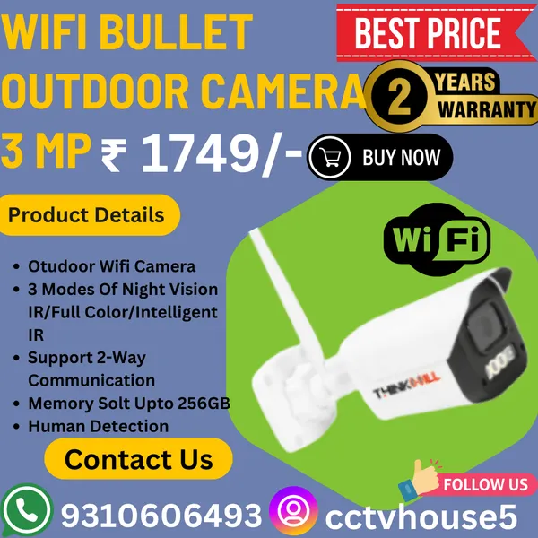 3_MP_WIFI_Bullet_Outdoor_Camera_|_2_Way_Communication_|_Memory_Slot_Up_To_256_GB_|_3_Modes_Of_Night_Vision