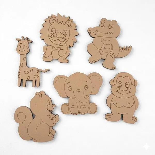 6_Pc_MDF_Wooden_Animals_Cutouts_for_Kids_Crafts_Lion,_Tiger,_Elephant,_Hamster,_Gorilla,_Giraffe,_etc._DIY_Painting_Kit_for_Art_Projects_Home_Décor_&_School_Activities_with_Sketch_Color
