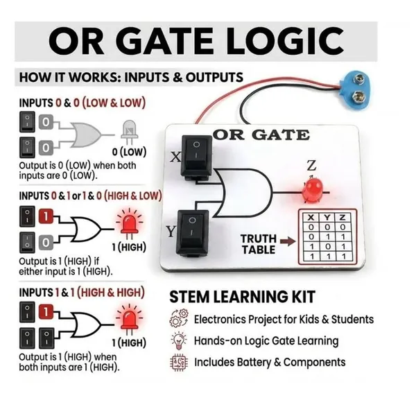 Combo_Logic_NOT,_and_&_OR_Gate_Experiment_Working_Model_for_School_Science_Project_Digital_Electronics_STEM_Learning_Kit_with_Truth_Table_Class_12_Students