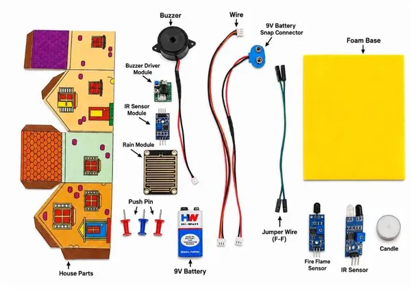 DIY_3-in-1_Fire_Alarm,_Rain_Alarm_and_Intruder_Detection_Security_System_Science_Project_Working_Model_Kit_for_Students_STEM_Educational_Electronics_Experiment_with_Sensors_Buzzer