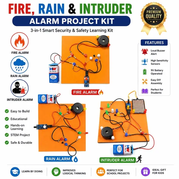 DIY_3-in-1_Fire_Alarm,_Rain_Alarm_and_Intruder_Detection_Security_System_Science_Project_Working_Model_Kit_for_Students_STEM_Educational_Electronics_Experiment_with_Sensors_Buzzer_and_LED