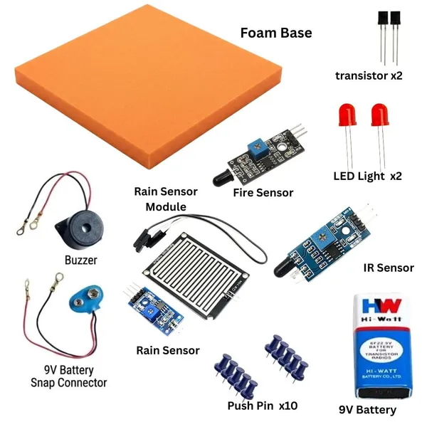 DIY_3-in-1_Fire_Alarm,_Rain_Alarm_and_Intruder_Detection_Security_System_Science_Project_Working_Model_Kit_for_Students_STEM_Educational_Electronics_Experiment_with_Sensors_Buzzer_and_LED