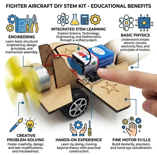 DIY_Fighter_Aircraft_STEM_Educational_Learning_Kit_with_Motor_Powered_Propeller_|_Steam_Toy_Plane_Science_Project_Working_Model_for_School_Exhibition,_Physics_Engineering_Students_and_Kids