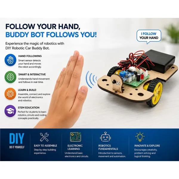 DIY_Hand_Follower_Buddy_Robot_IR_Sensor_Based_Smart_Robotic_Car_Science_Project_Experiment_Working_Model_STEM_Learning_and_Educational_Toy_Kit_for_School_Kids_and_Students