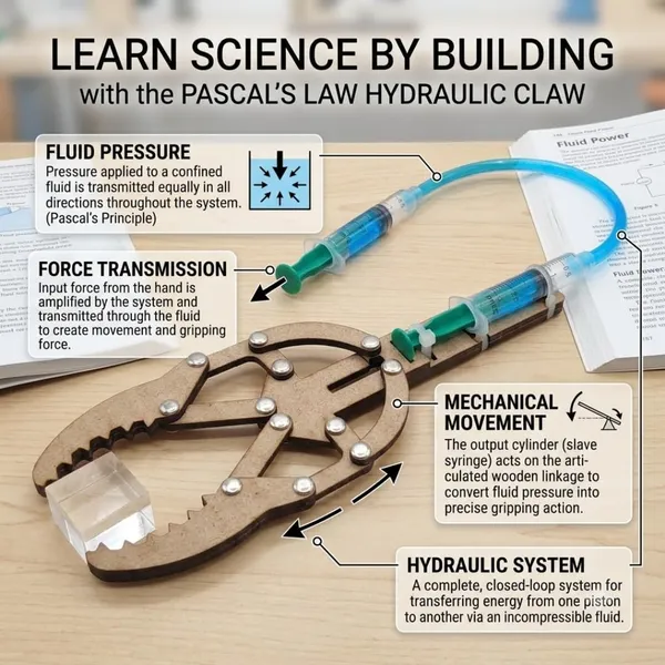 DIY_Hydraulic_Robot_Hand_Project_Kit,_Syringe_Operated_Gripper_Claw_STEM_Science_Experiment_Working_Model