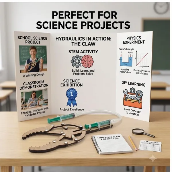 DIY_Hydraulic_Robot_Hand_Project_Kit,_Syringe_Operated_Gripper_Claw_STEM_Science_Experiment_Working_Model