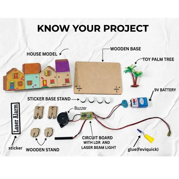 DIY_Laser_Security_Alarm_Physics_Experiment_Science_Project_Working_Model_Electronics_Learning_Intruder_Detection_System_Educational_STEM_Kit_Toy_for_School_Kids_and_Class_12_Students