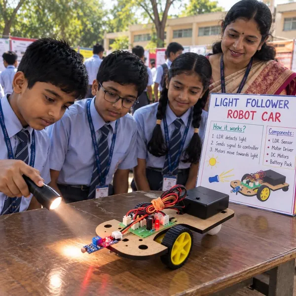DIY_Light_Chaser_Buddy_Bot_Light_Follower_Smart_Robotic_Car_Ldr_Sensor_Based_Science_Experiment_Project_Working_Model_STEM_Educational_Learning_Toy_Kit_for_School_Kids_and_Students