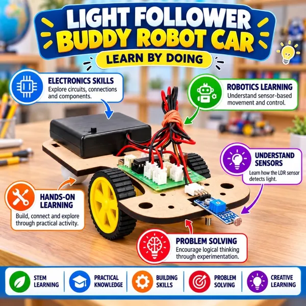 DIY_Light_Chaser_Buddy_Bot_Light_Follower_Smart_Robotic_Car_Ldr_Sensor_Based_Science_Experiment_Project_Working_Model_STEM_Educational_Learning_Toy_Kit_for_School_Kids_and_Students