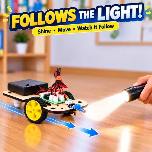 DIY_Light_Chaser_Buddy_Bot_Light_Follower_Smart_Robotic_Car_Ldr_Sensor_Based_Science_Experiment_Project_Working_Model_STEM_Educational_Learning_Toy_Kit_for_School_Kids_and_Students