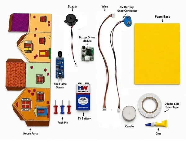 DIY_Paper_House_Fire_Alarm_STEM_Science_Project_Working_Model_Kit_for_Class_12_Physics_Educational_Safety_Experiment,_Learning_Activity_for_School_Students_with_Buzzer_and_Sensor