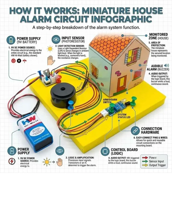 DIY_Paper_House_IR_Sensor_Intruder_Alarm_Security_System_Working_Model_Physics_Project_Experiment_Kit_Science_STEM_Learning_Education_Electronics_with_Buzzer_for_Class_9-12_Students