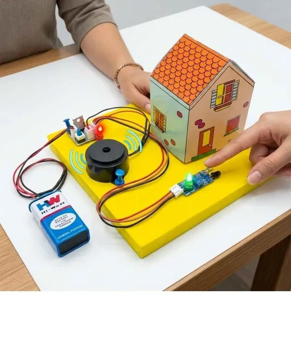 DIY_Paper_House_IR_Sensor_Intruder_Alarm_Security_System_Working_Model_Physics_Project_Experiment_Kit_Science_STEM_Learning_Education_Electronics_with_Buzzer_for_Class_9-12_Students