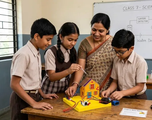 DIY_Rain_Alarm_Sensor_Kit_Paper_House_Science_Project_Working_Model_STEM_Electronics_Experiment_with_Buzzer_for_Students_Class_6-12_School_Exhibition