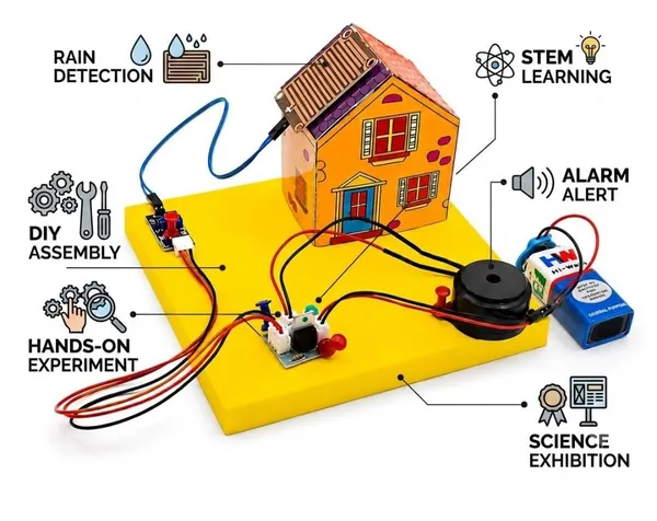 DIY_Rain_Alarm_Sensor_Kit_Paper_House_Science_Project_Working_Model_STEM_Electronics_Experiment_with_Buzzer_for_Students_Class_6-12_School_Exhibition