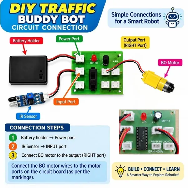 DIY_Traffic_Bot_Working_Model_Stops_When_It_Sees_an_Obstacle_IR_Sensor_Based_Smart_Robotic_Car_Science_Project_Experiment_STEM_Learning_Educational_Toy_Kit_for_School_Kids_and_Students