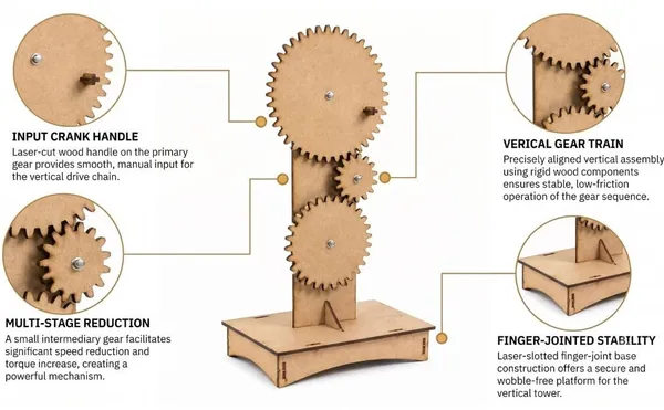 DIY_Wooden_Gear_Reduction_Mechanism_STEM_Learning_Kit_with_Hand_Crank_System|_Mechanical_Engineering_Physics_Working_Model_|_Science_Project_for_School_Exhibition,_Students_and_Kids