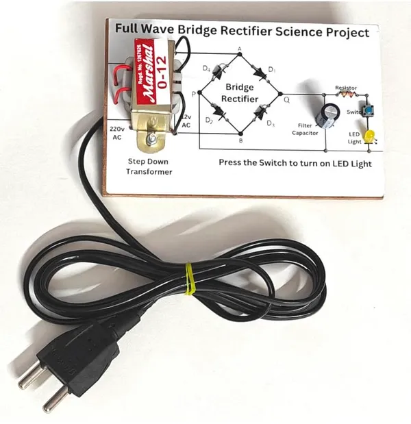 Full_Wave_Bridge_Rectifier_Investigatory_Science_Project_Working_Model_Experiment_Kit_for_Class_12_with_Filter_Capacitor_and_Diode.