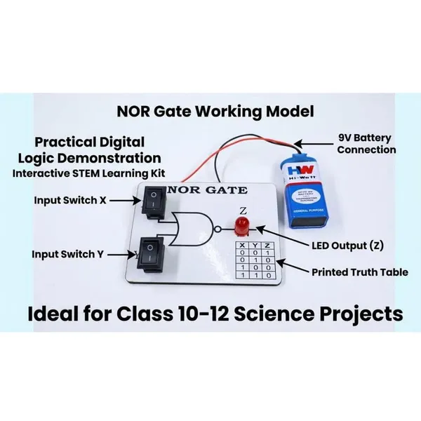 Logic_NOR_Gate_Experiment_Working_Model_for_School_Science_Project_Digital_Electronics_STEM_Learning_Kit_with_Truth_Table_Class_12_Students