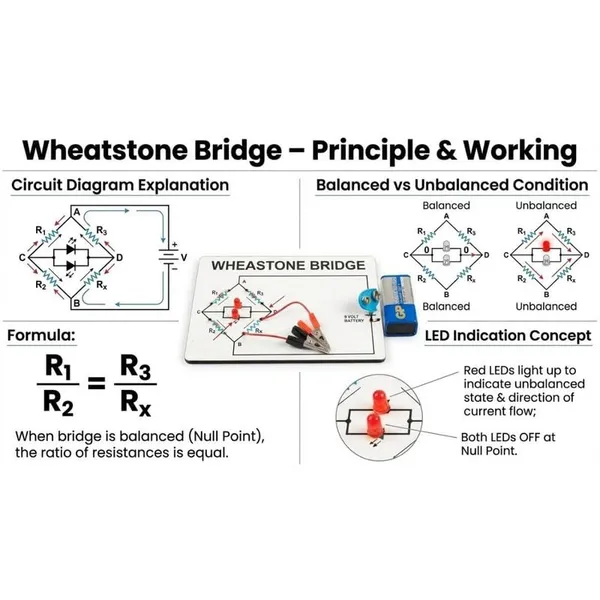 Wheatstone_Bridge_Working_Model_Class_12_Physics_Science_Project_for_Practical_Electronics_Experiment,_STEM_Learning_Kit