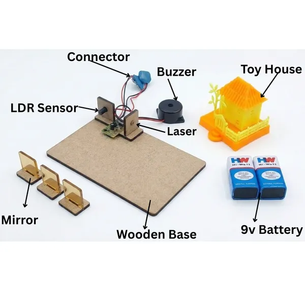 Working_Model_Science_Project_Laser_Security_Alarm_System_Experiment_Ideas_for_School_Kids_and_Students_Class_12_School_Exhibition_STEM_Learning_Kit