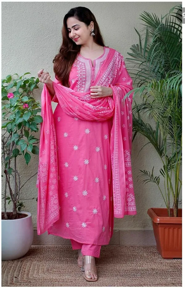 Pink_Rayon_Embroidered_Kurti_With_Pant_And_Dupatta_Set_For_Women