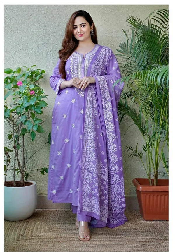 Purple_Rayon_Embroidered_Kurta_With_Pant_Dupatta_Set_For_Women