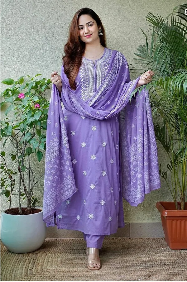 Purple_Rayon_Embroidered_Kurta_With_Pant_Dupatta_Set_For_Women
