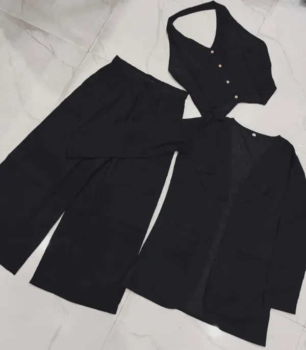 Black_Cotton_Slub_Blazer_For_Women