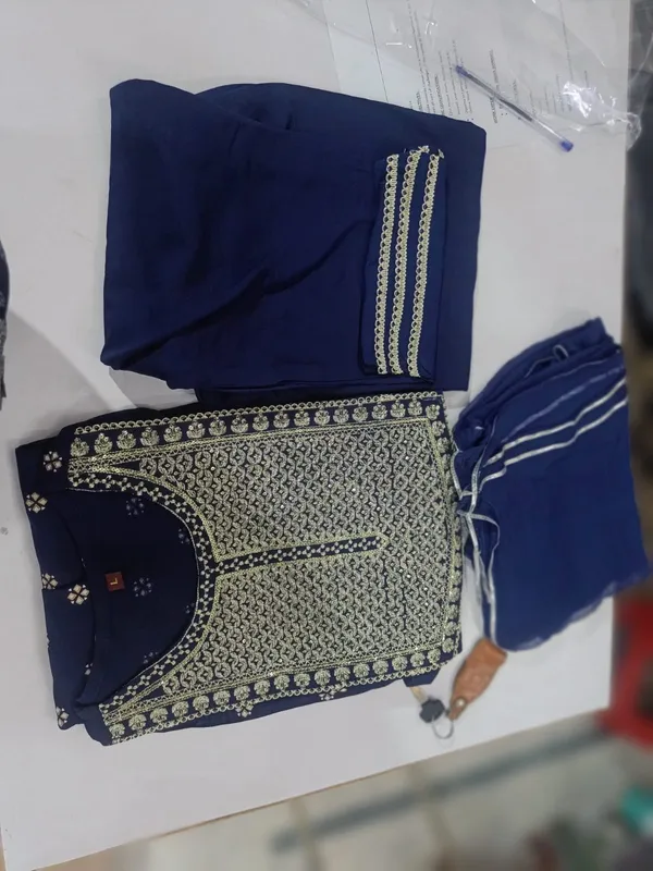 Blue_Rayon_Naira_Cut_Kurta_Pant_Dupatta_Set_For_Women