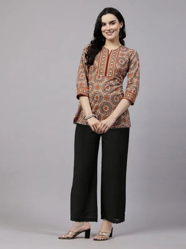 Rust_Cotton_Printed_Top_For_Women