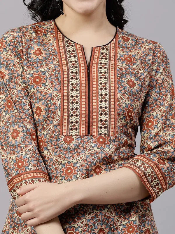 Rust_Cotton_Printed_Top_For_Women