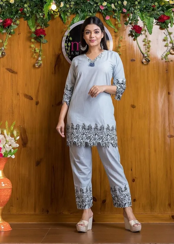 White_Rayon_Embroidered_Co_Ord_Set_For_Women