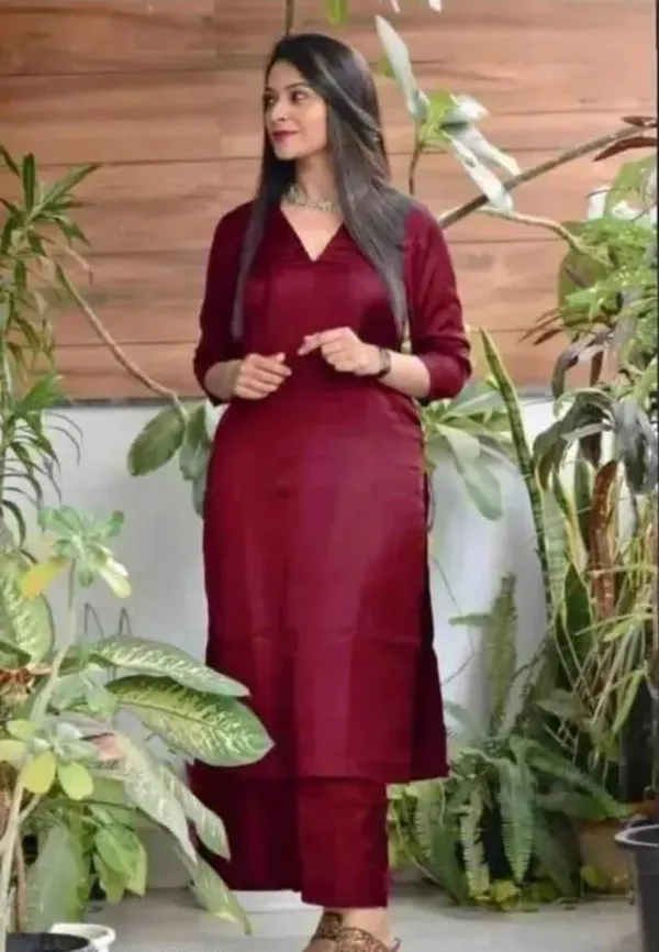 Maroon_Rayon_Premium_And_Elegant_Kurta_And_Pant_Set_For_Women