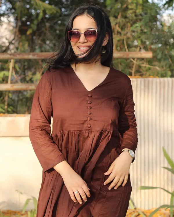 Coffee_Rayon_Premium_And_Elegant_Kurti_With_Palazzo_Pant_For_Women
