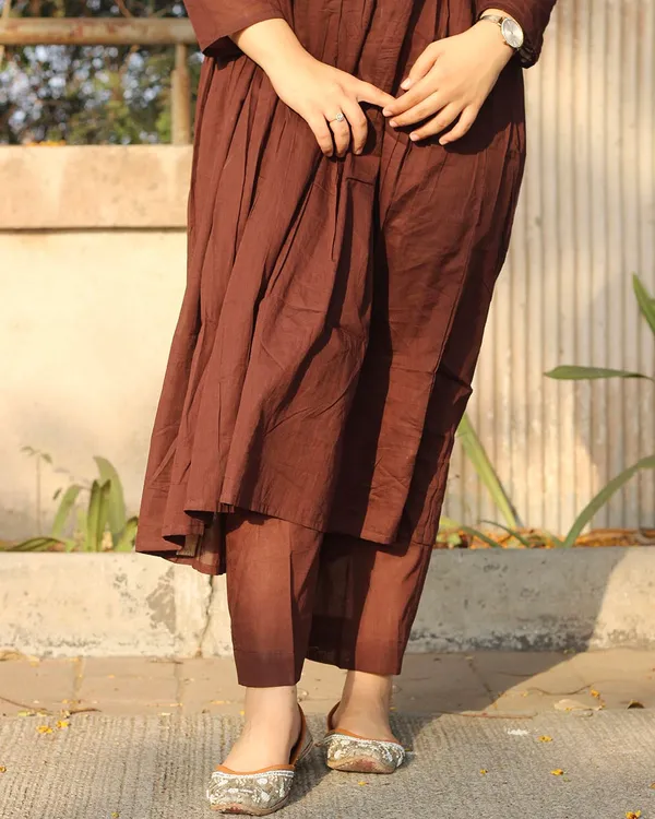 Coffee_Rayon_Premium_And_Elegant_Kurti_With_Palazzo_Pant_For_Women