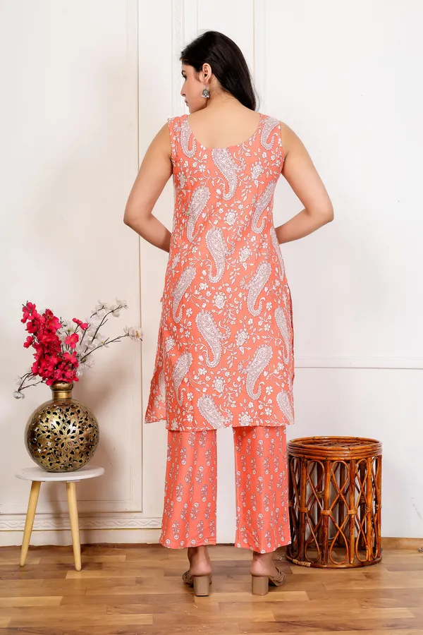 EGF_Women's_ORANGE_Printed_Kurti_Pant_Dupatta_Set