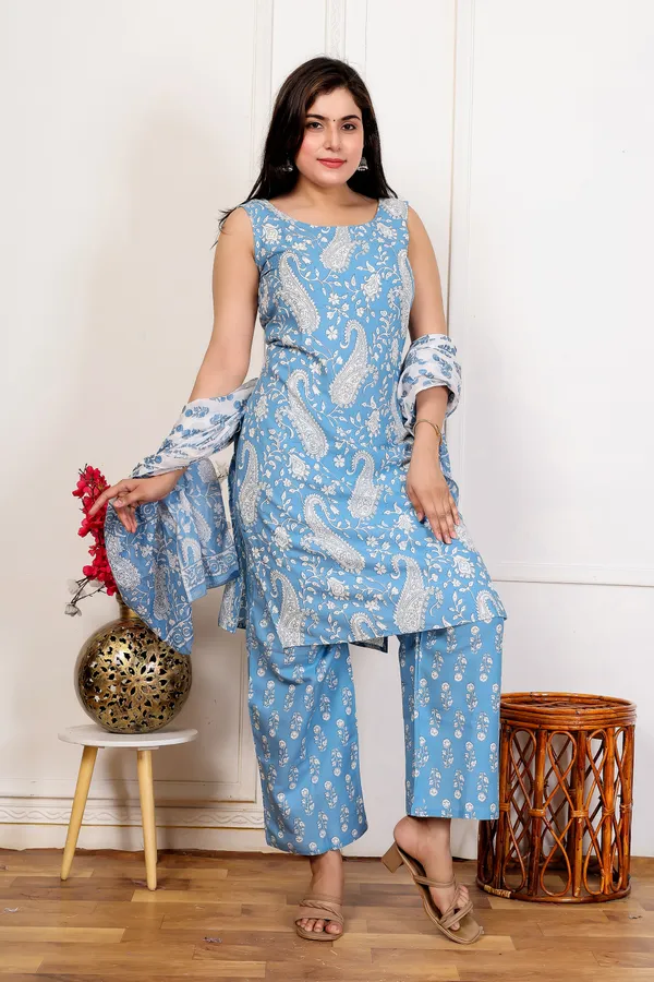 EGF_Women's_Sky_Blue_Printed_Kurti_Pant_Dupatta_Set