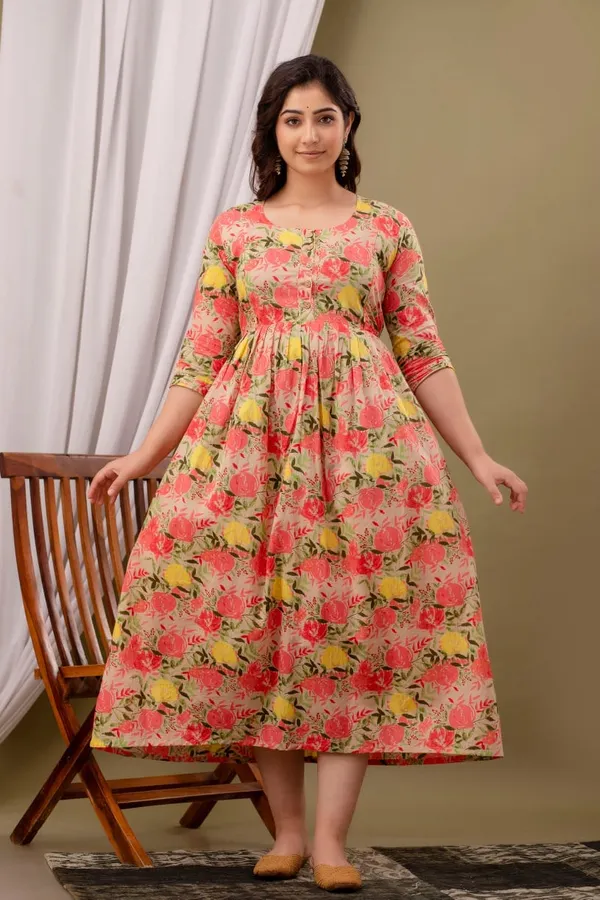 Beige_Cotton_Floral_Maternity_Gown_For_Women
