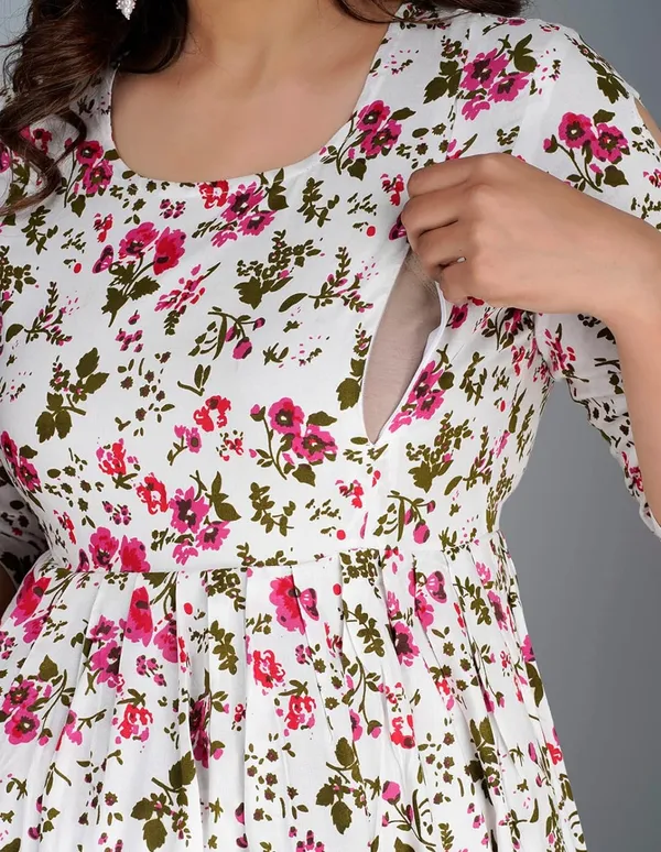 Red_Cotton_Floral_Maternity_Gown_For_Women