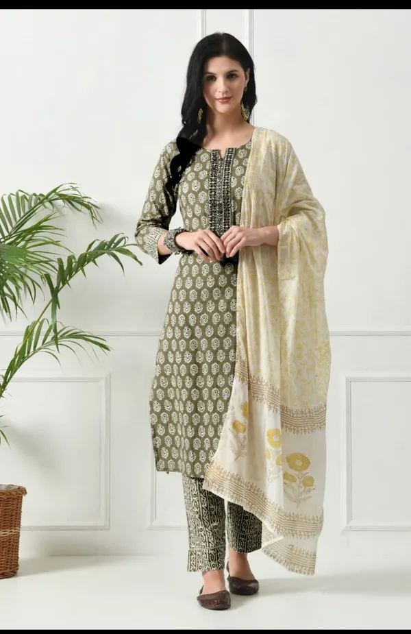 Grey_Cotton_Long_Kurta_Pant_Dupatta_Set_For_Women