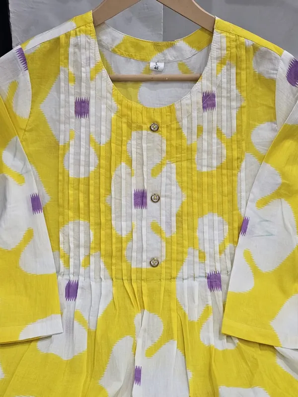 Yellow_Cotton_Printed_Kurti_With_Pant_And_Dupatta_Set_For_Women