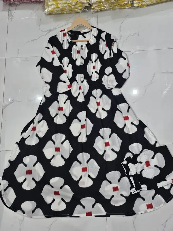 Black_Cotton_Embroidered_Kurta_With_Pant_And_Dupatta_Set_For_Women